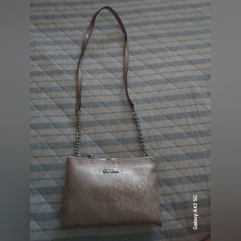 NWOT GUESS Crossbody Bag Handbag Purse Women Monogram Light pink-beige - Picture 5 of 13